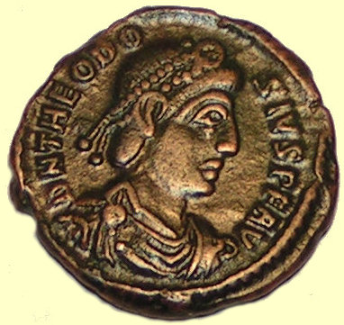 römische Goldmünze, geprägt 379 bis 395
